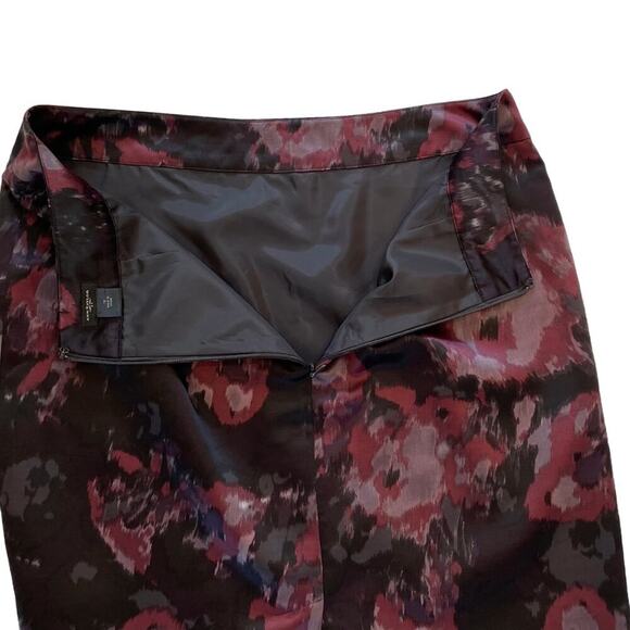 Ann Taylor Black Purple Pink Watercolor Abstract Floral Print Pencil Skirt 12 - Picture 4 of 10